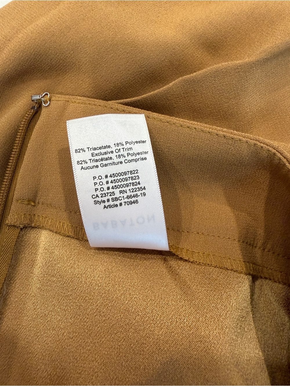Aritzia Babaton Honey Brown Lincoln Wide Leg Pant Trousers 2 Long NWT - Picture 9 of 9